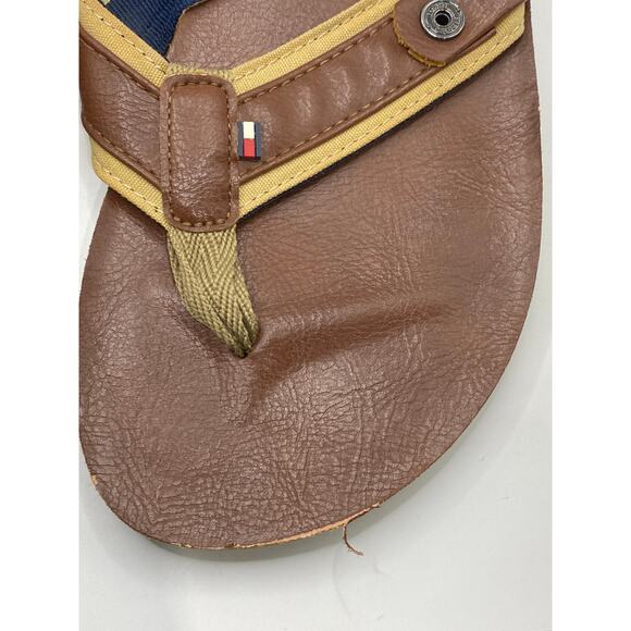 TOMMY HILFIGER Men's Brown Open-Round Toe Faux Leather Flip-Flop Sandals SZ 8 - Picture 5 of 7